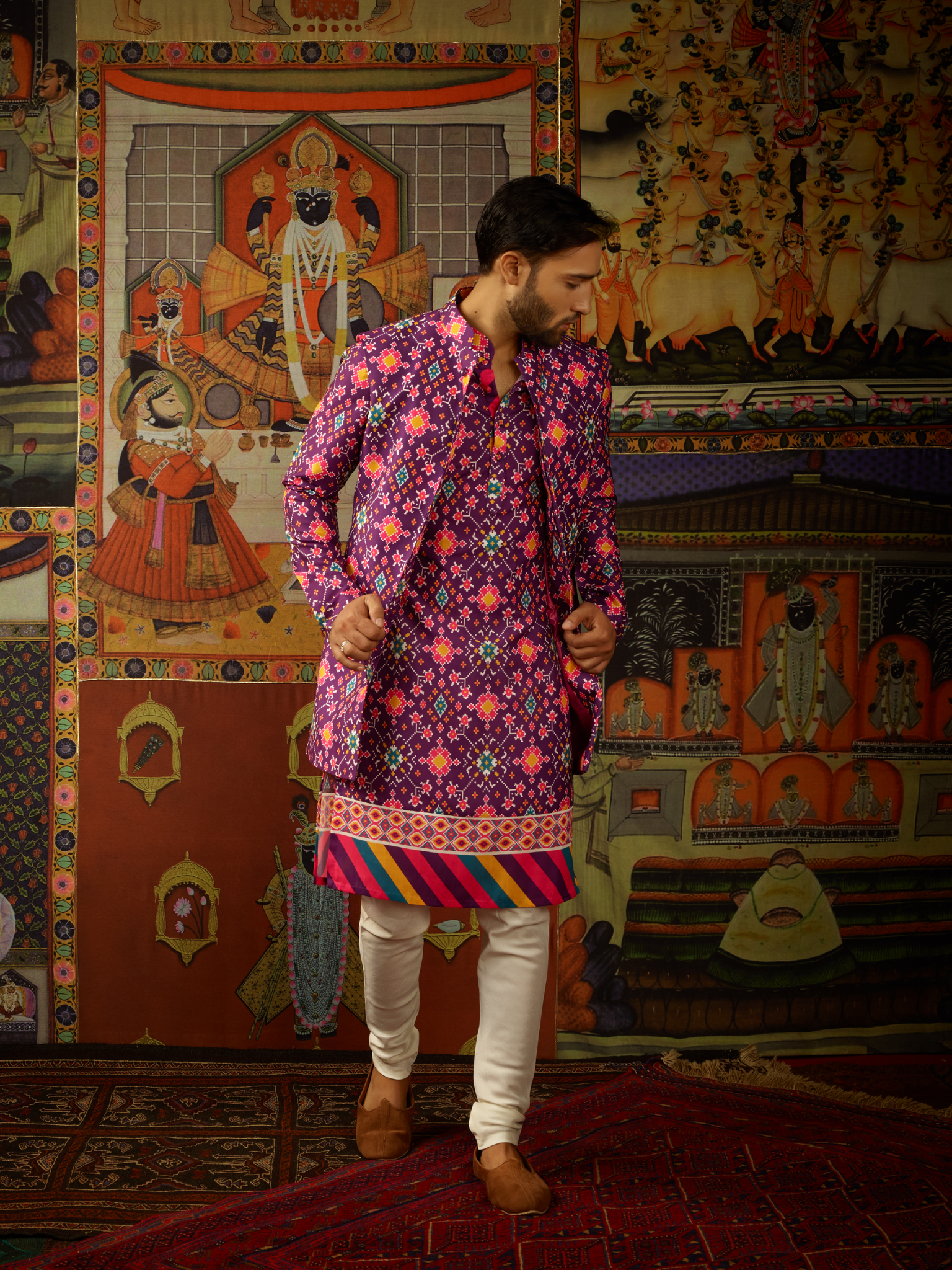 Jamun Kurta & Churridar Set with Bandhi