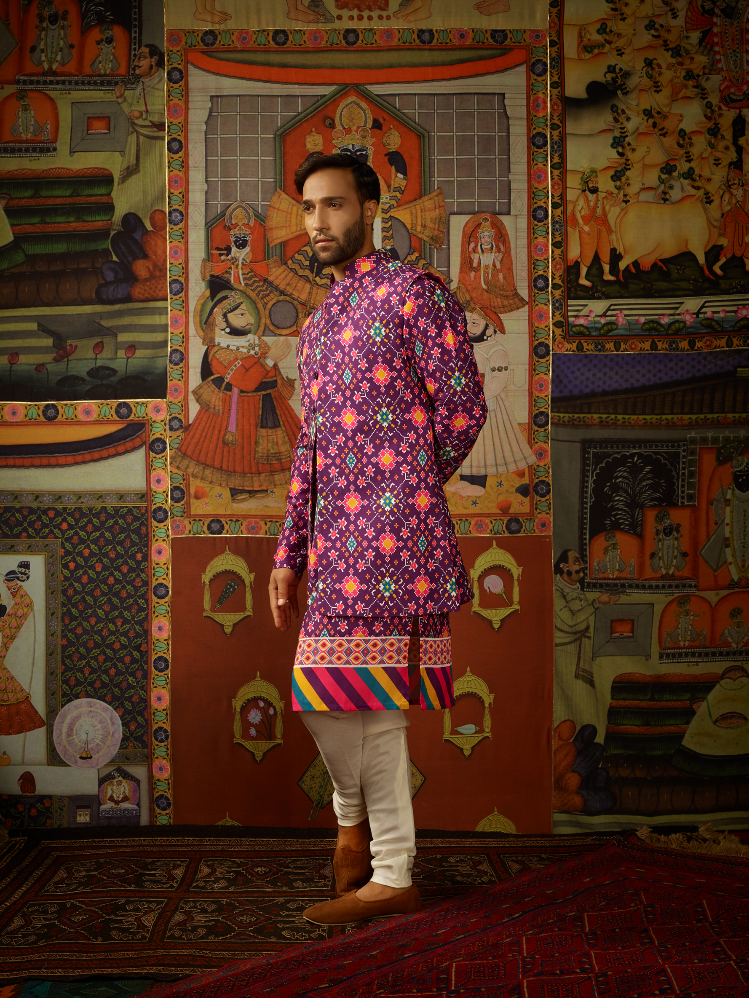 Jamun Kurta & Churridar Set with Bandhi