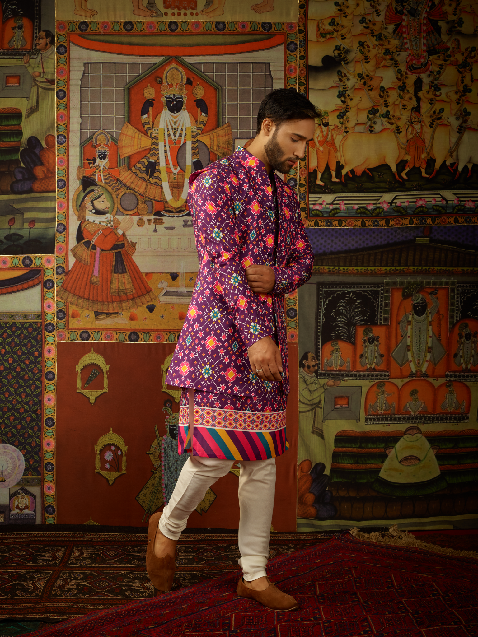 Jamun Kurta & Churridar Set with Bandhi