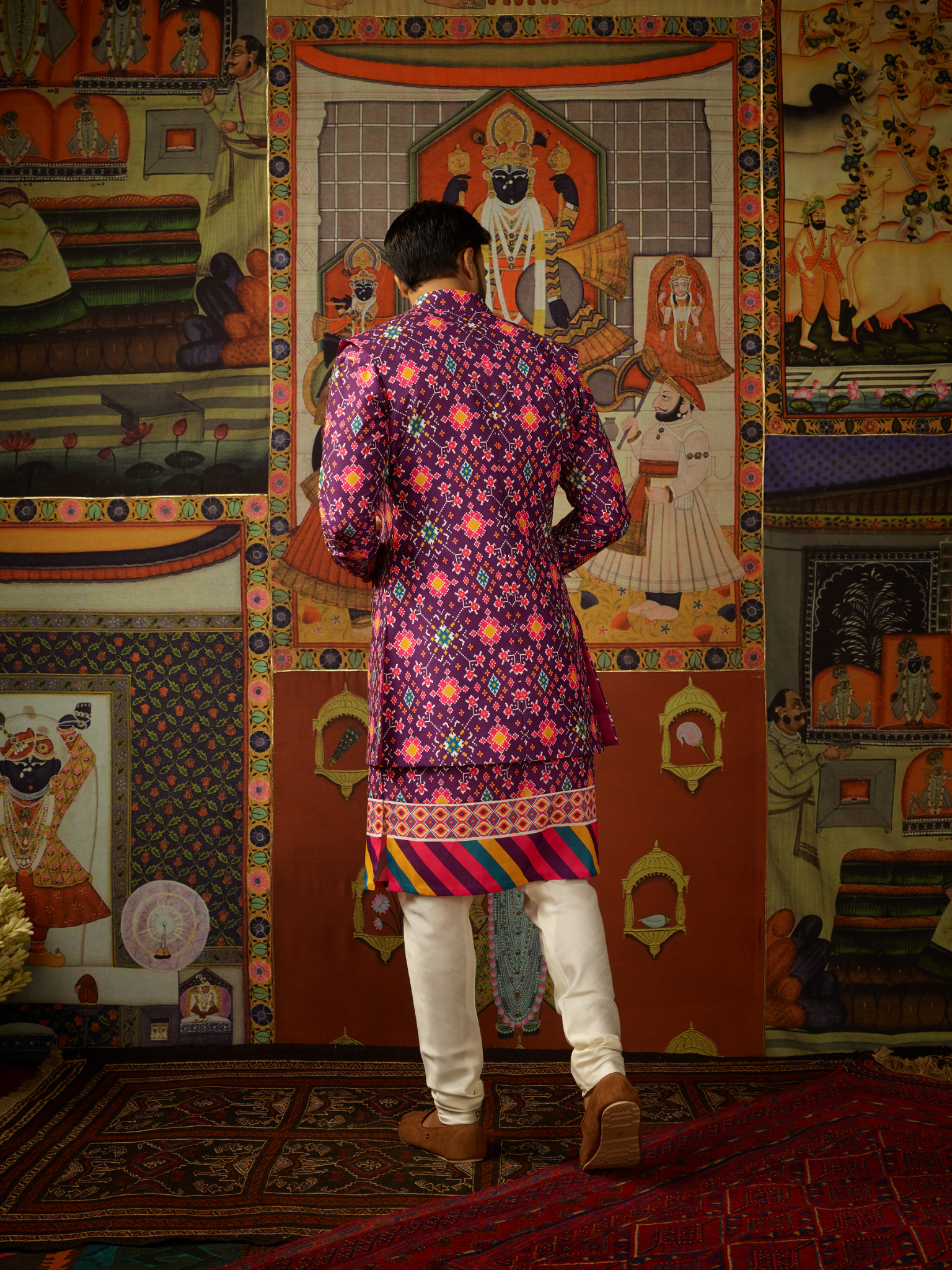 Jamun Kurta & Churridar Set with Bandhi