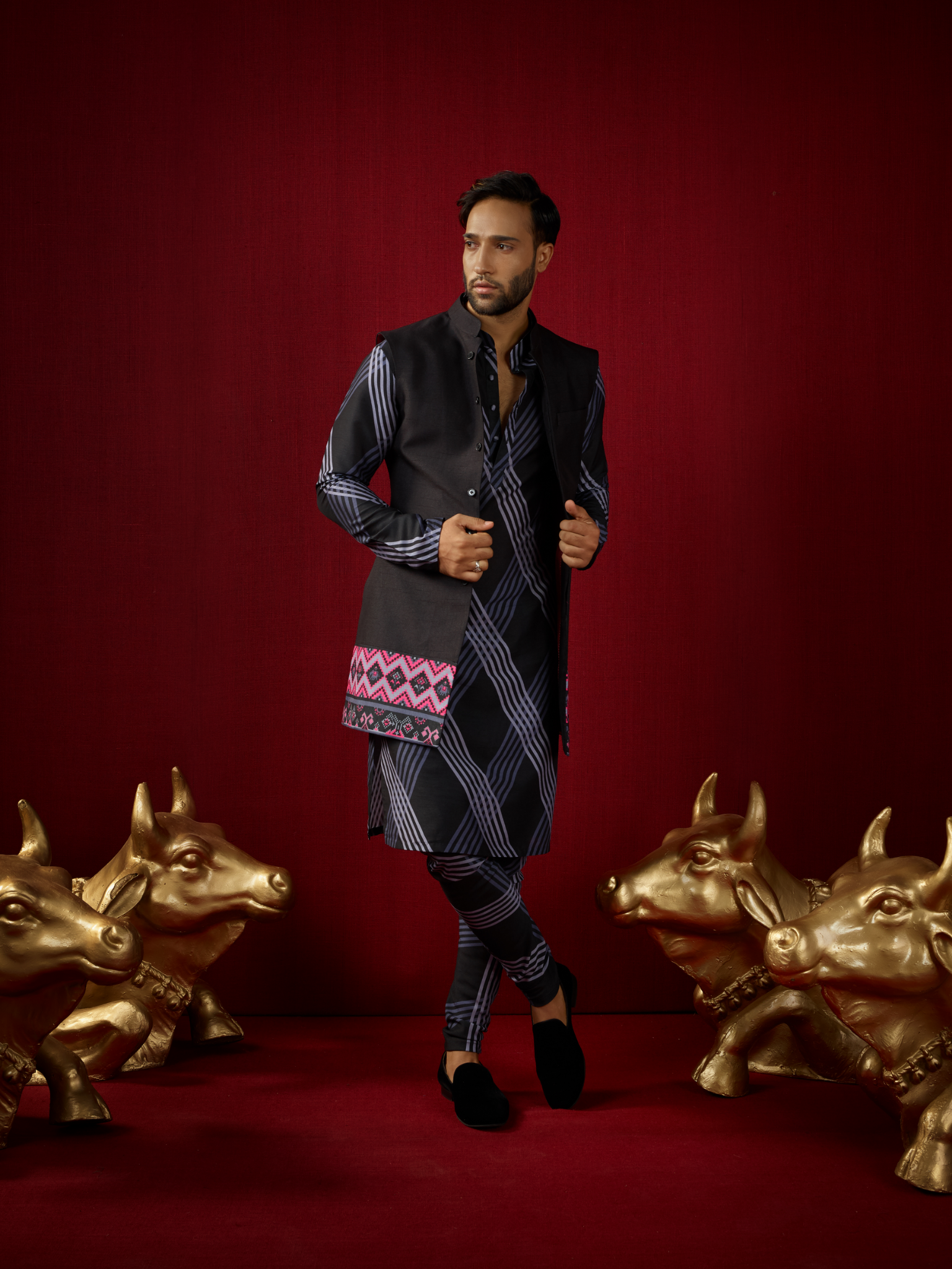 Sharf Kurta & Churidar Set with Bandhi