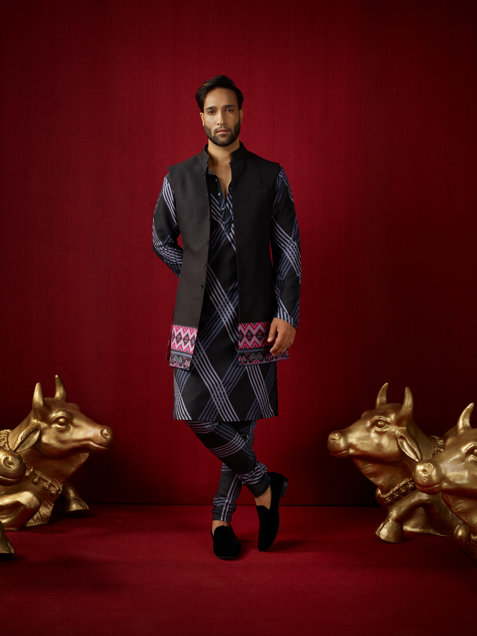 Sharf Kurta & Churidar Set with Bandhi