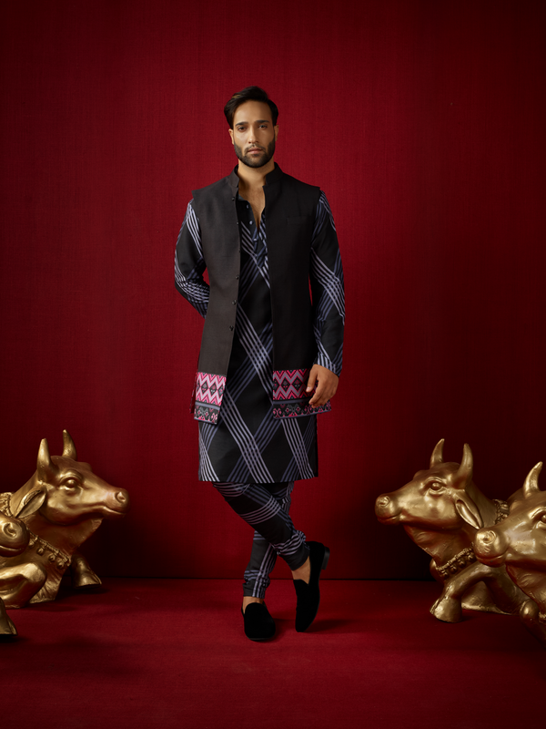 Sharf Kurta & Churidar Set with Bandhi