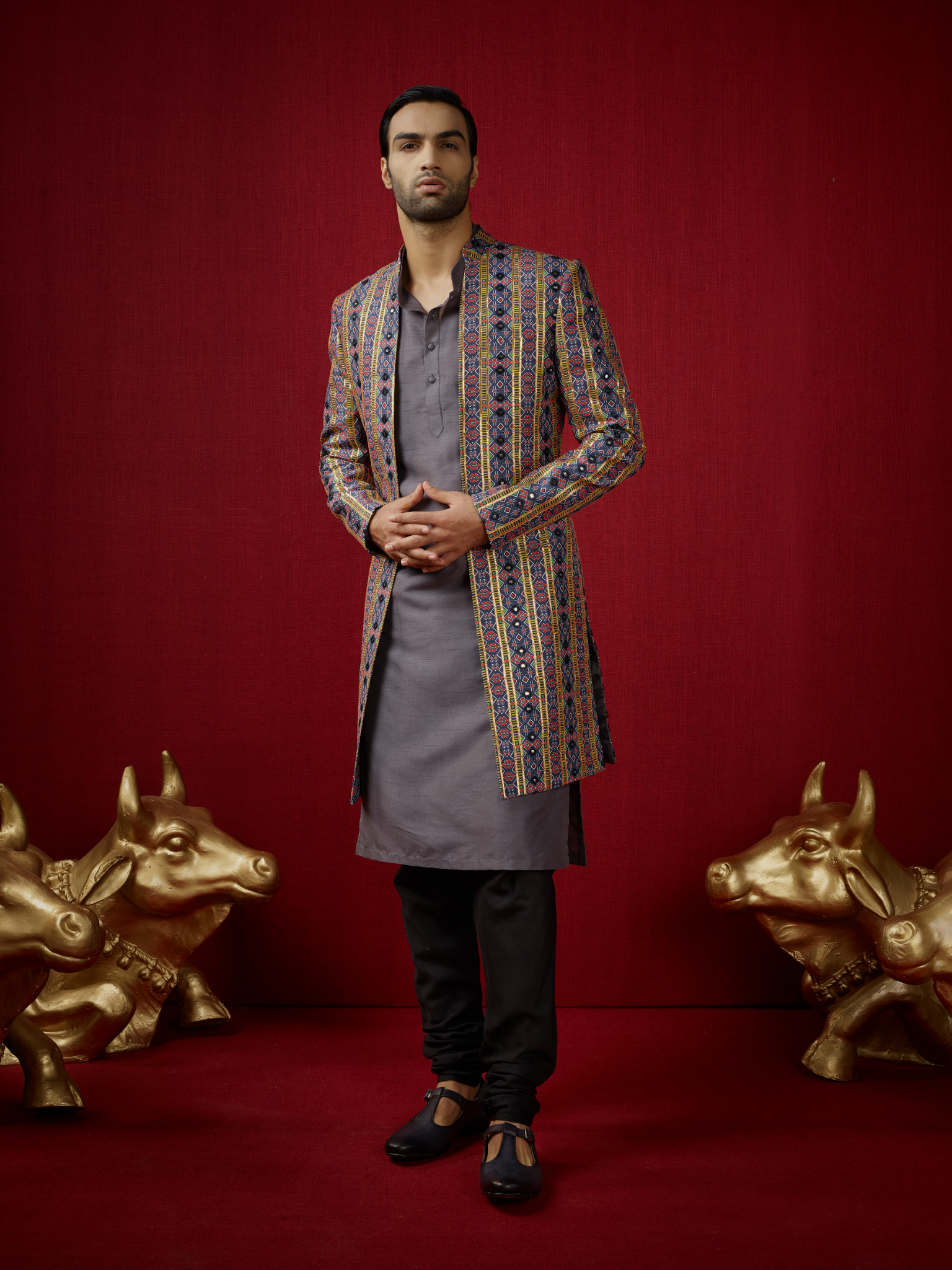 Tanasub Indo Western Jacket with Kurta & Churridar