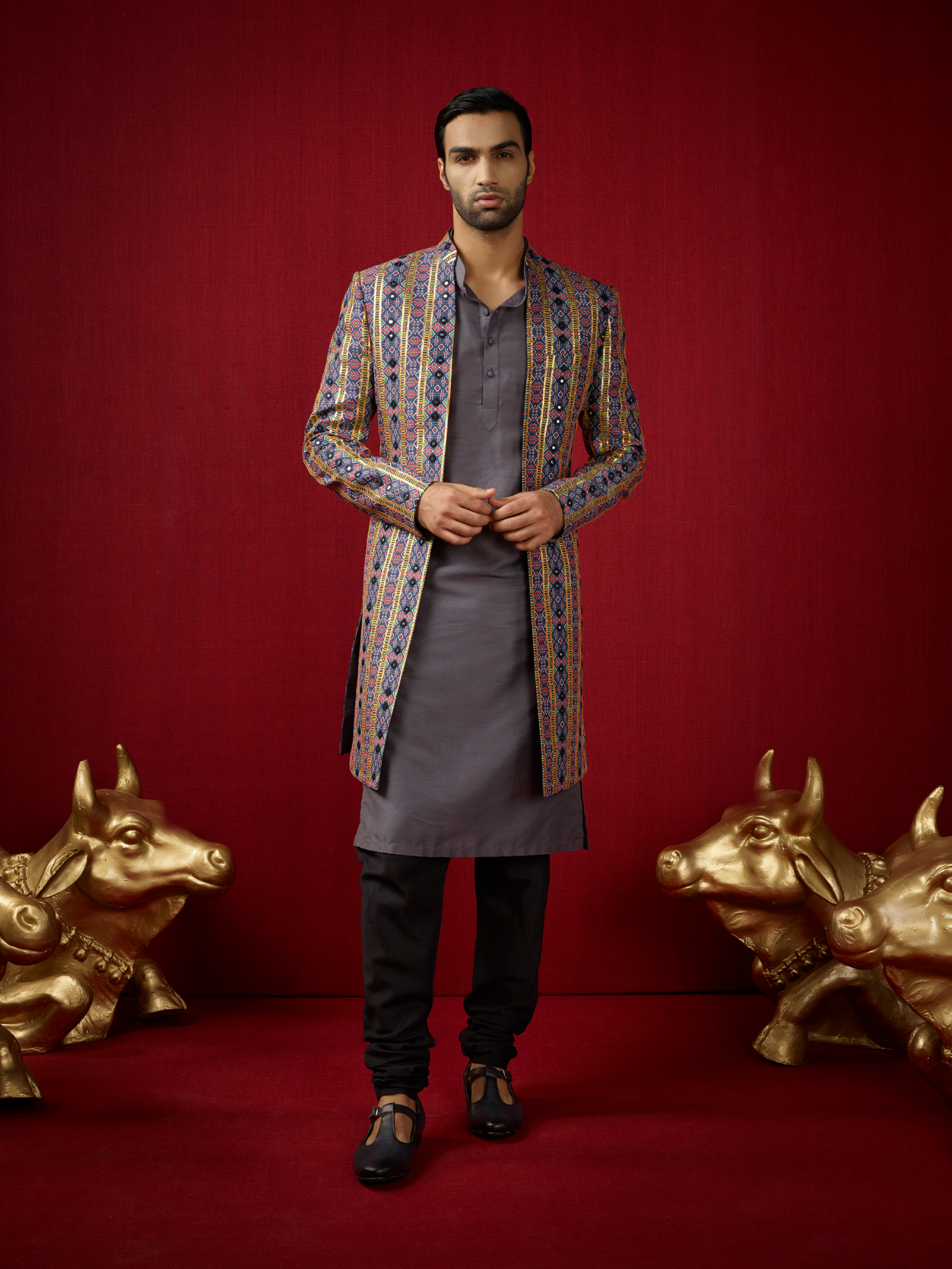 Tanasub Indo Western Jacket with Kurta & Churridar