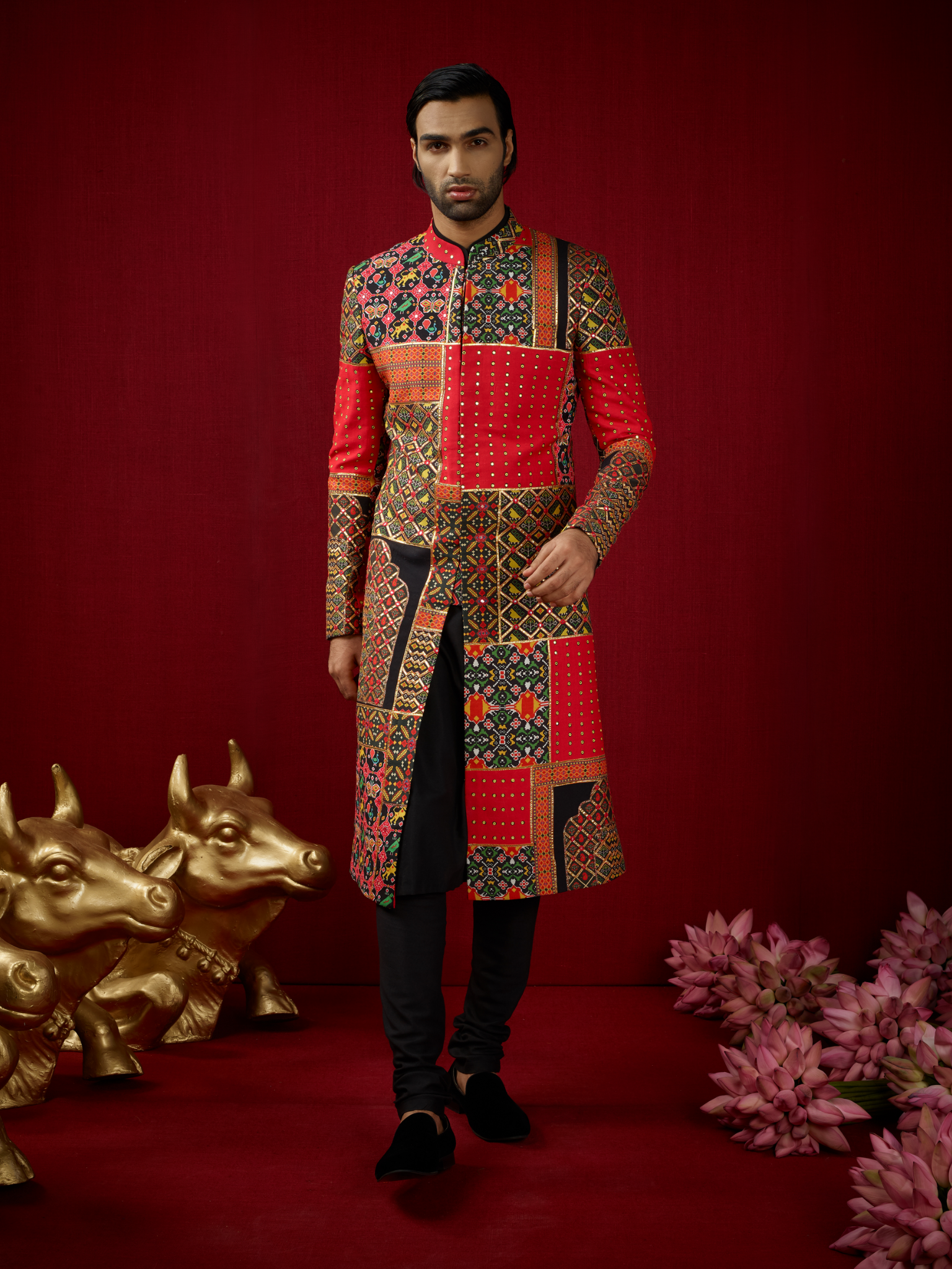 Pachikaari Achkan With Churidar