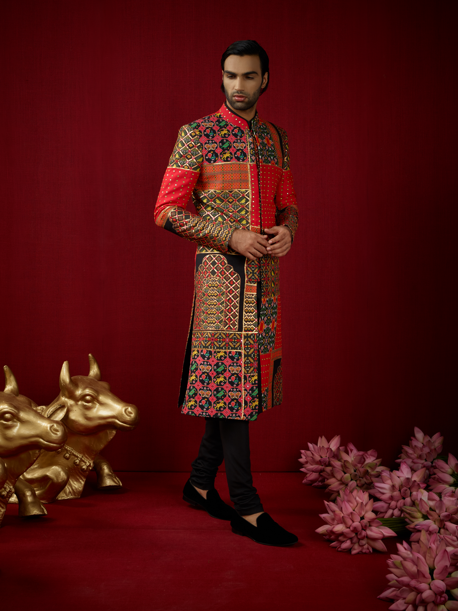 Pachikaari Achkan With Churidar