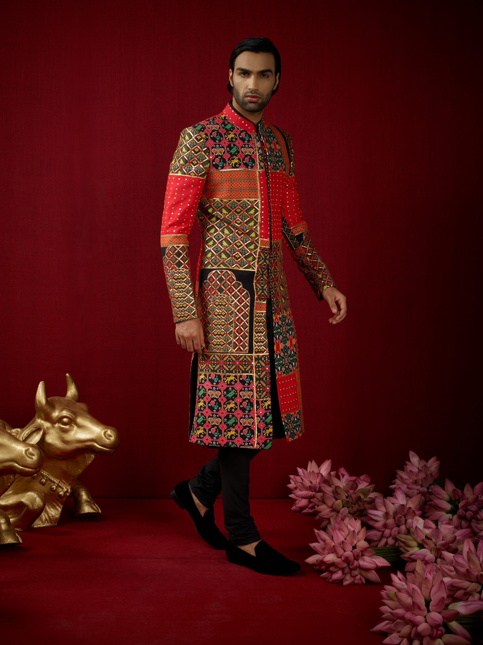 Pachikaari Achkan With Churidar