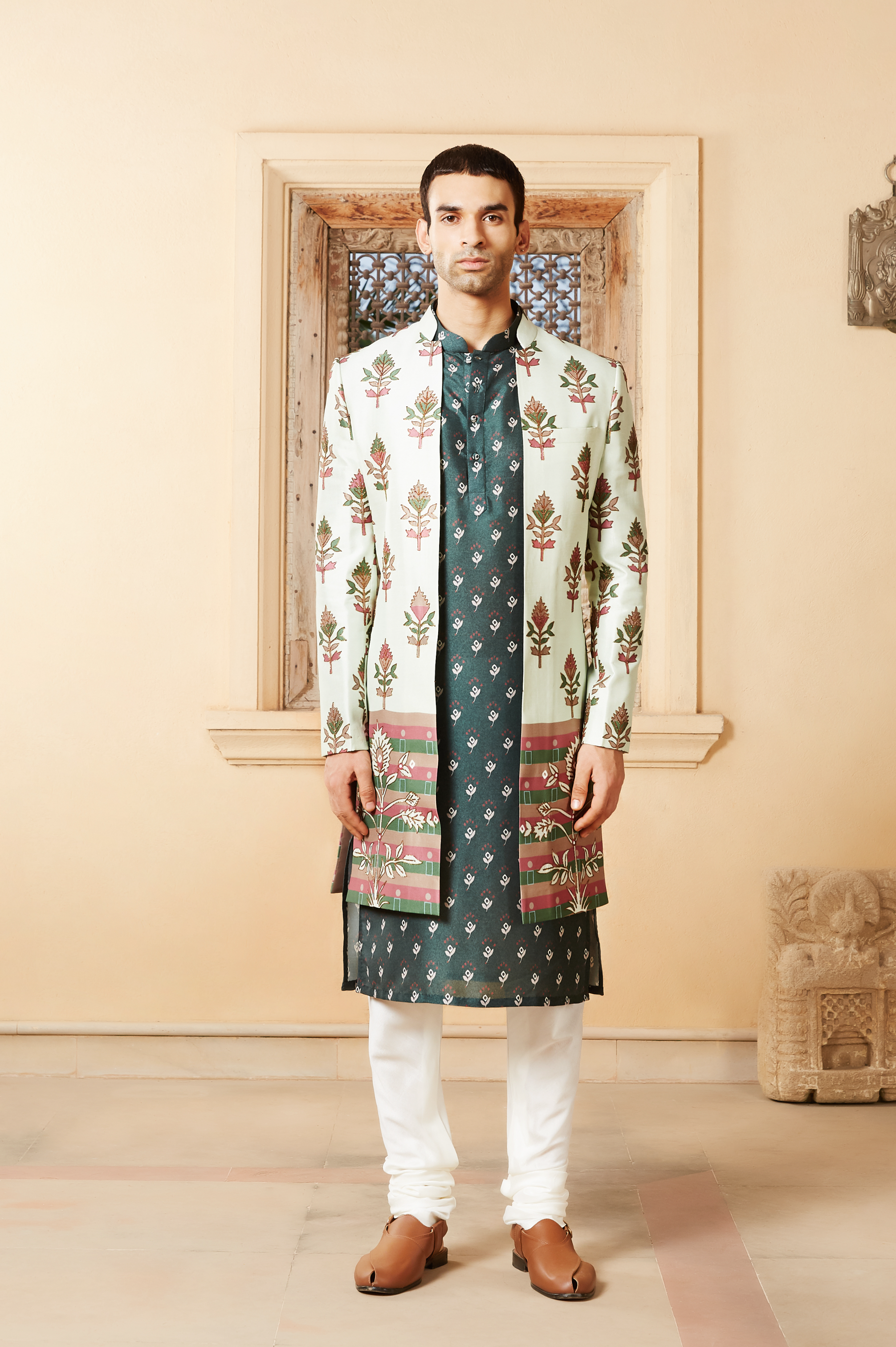 Dahr Kurta and Churidar Set with Jacket